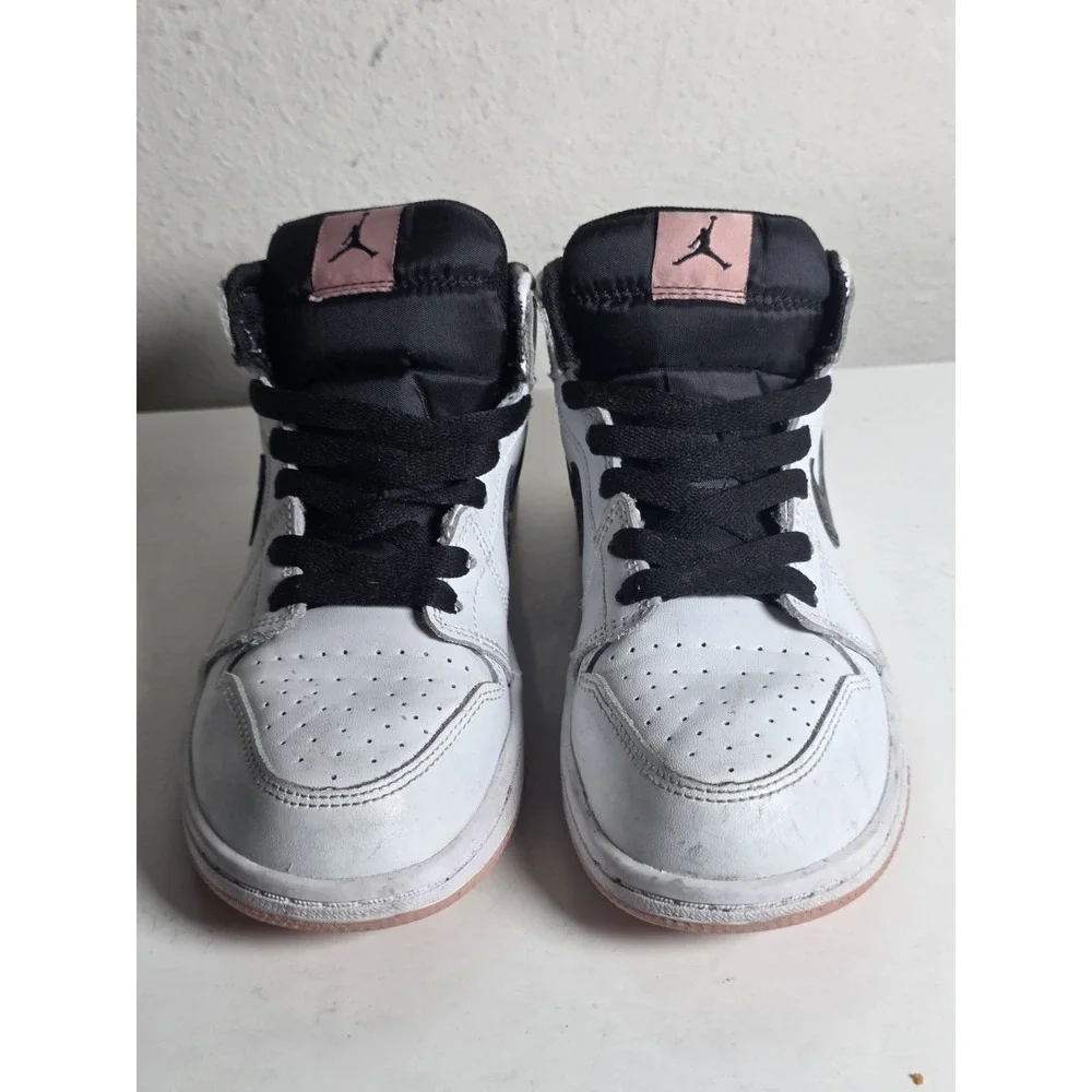 Jordan Air Jordan 1 Mid White Black Pink Sneaker Unisex Kids 1.5Y 554725-180 - Picture 7 of 11